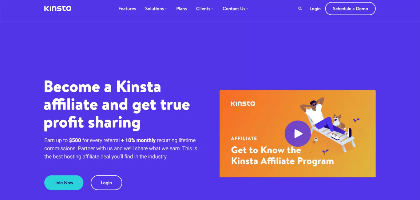 Principais programas de afiliados Kinsta