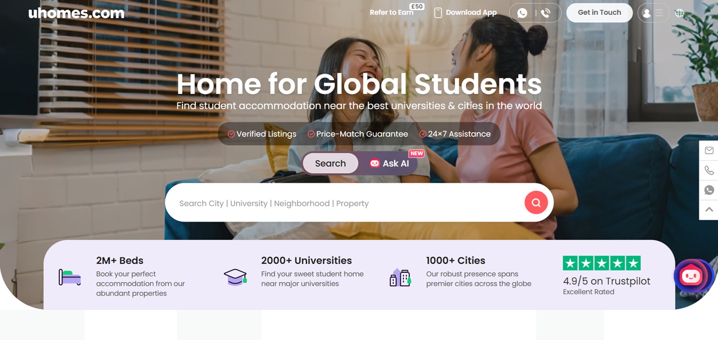 Programa de Afiliados de Acomodação Estudantil uhomes.com