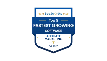 Prêmios Post Affiliate Pro: Top 5 fastest growing affiliate marketing software 2020 pela SaaSworthy