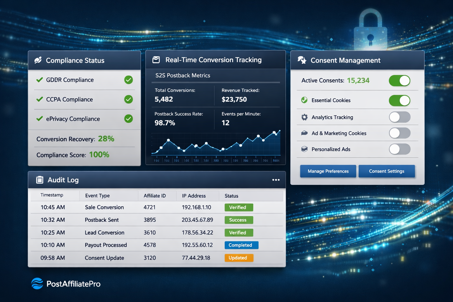 Conformidade de Software de Afiliados: GDPR & Recursos de Rastreamento Sem Cookies