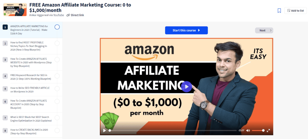 Curso de marketing de afiliados da Amazon