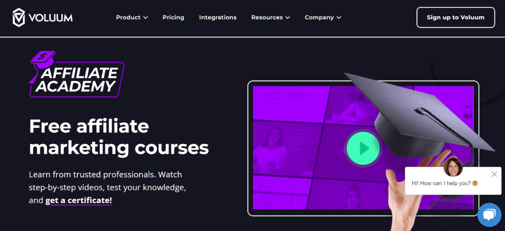Cursos gratuitos de marketing de afiliados da Voluum affiliate academy
