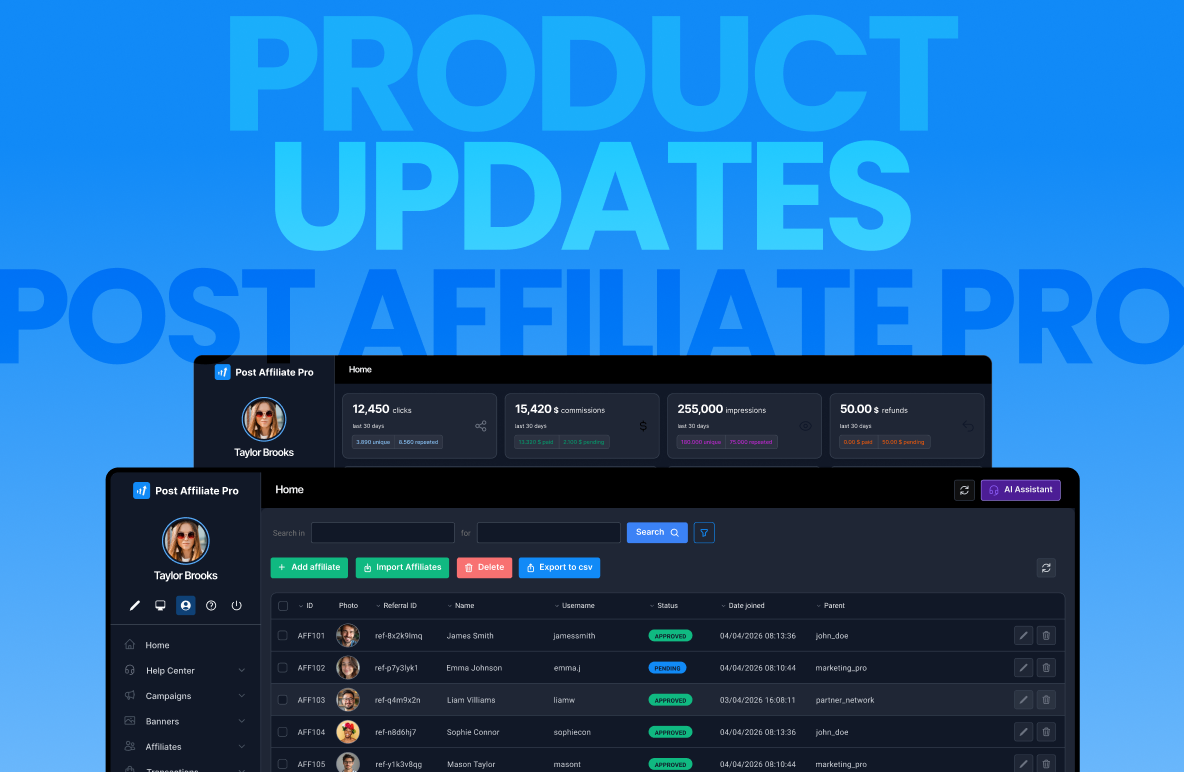 Atualizações de Produtos Post Affiliate Pro: Q1 2026