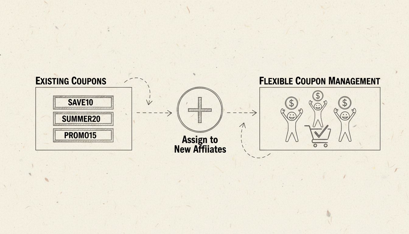 Melhorias na Gestão de Cupons: Atribua Cupons Existentes a Novos Afiliados