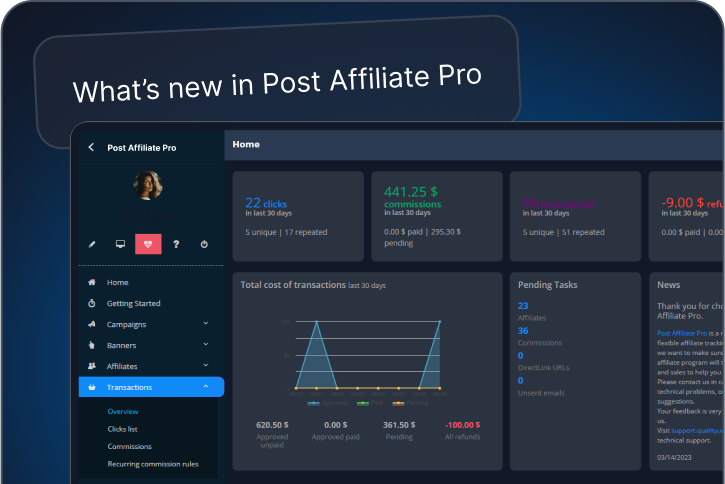 Veja todas as últimas atualizações de produto do Post Affiliate Pro.