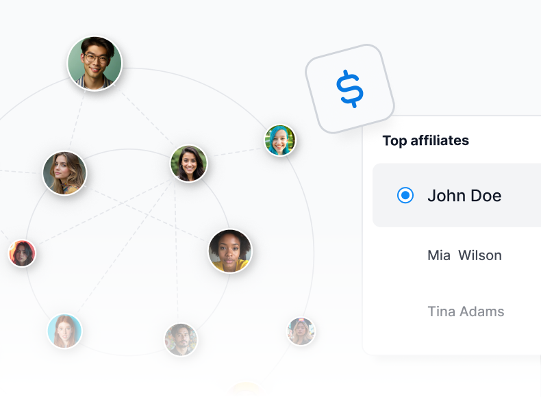 Estrutura de comissão multi-nível visualizando até 100 níveis de comissão para vendas de sub-afiliados