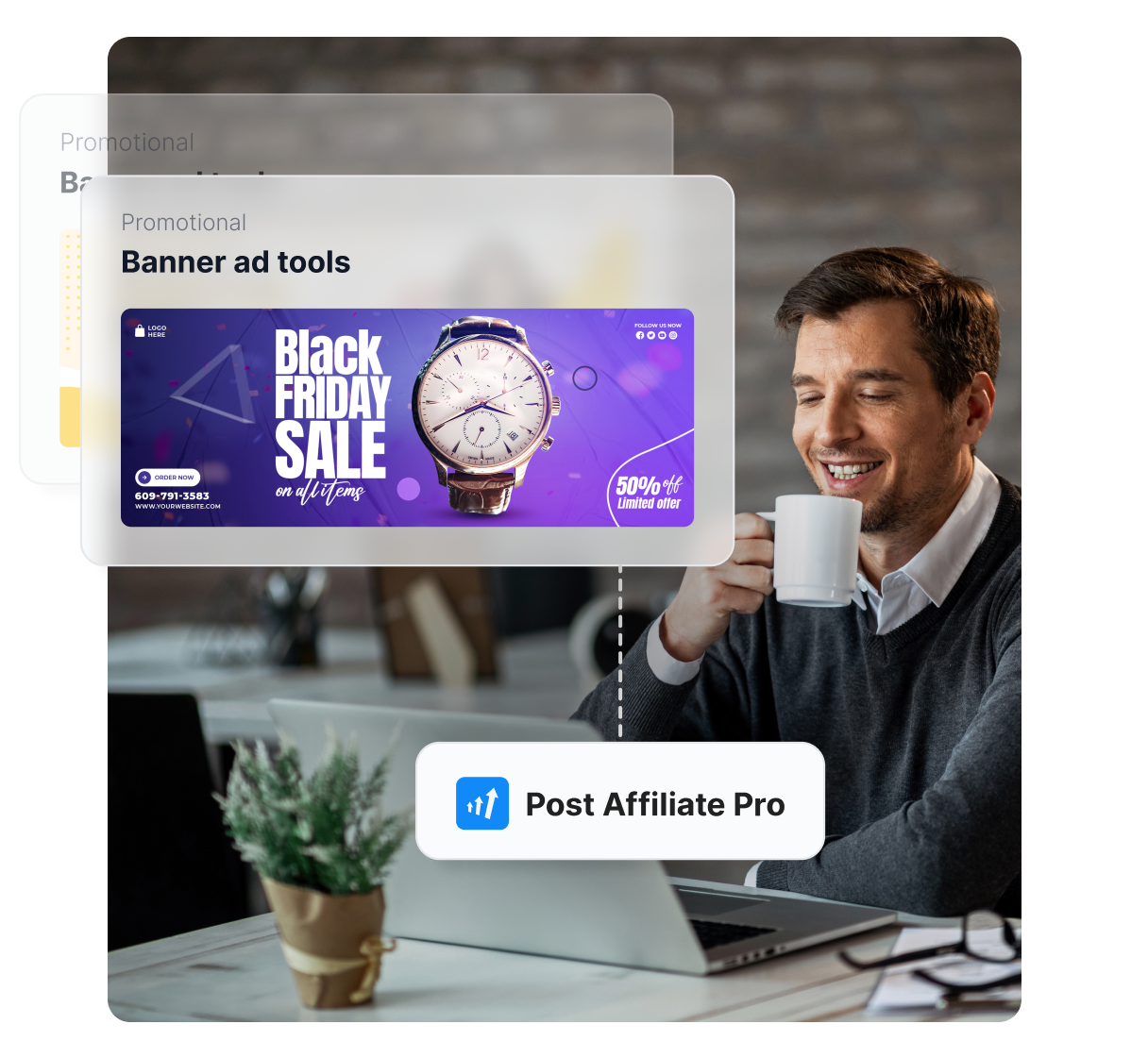 Você sabia que cupons aumentam as vendas em 37%? O Post Affiliate Pro permite criar vários materiais promocionais, incluindo anúncios de banner e cupons.