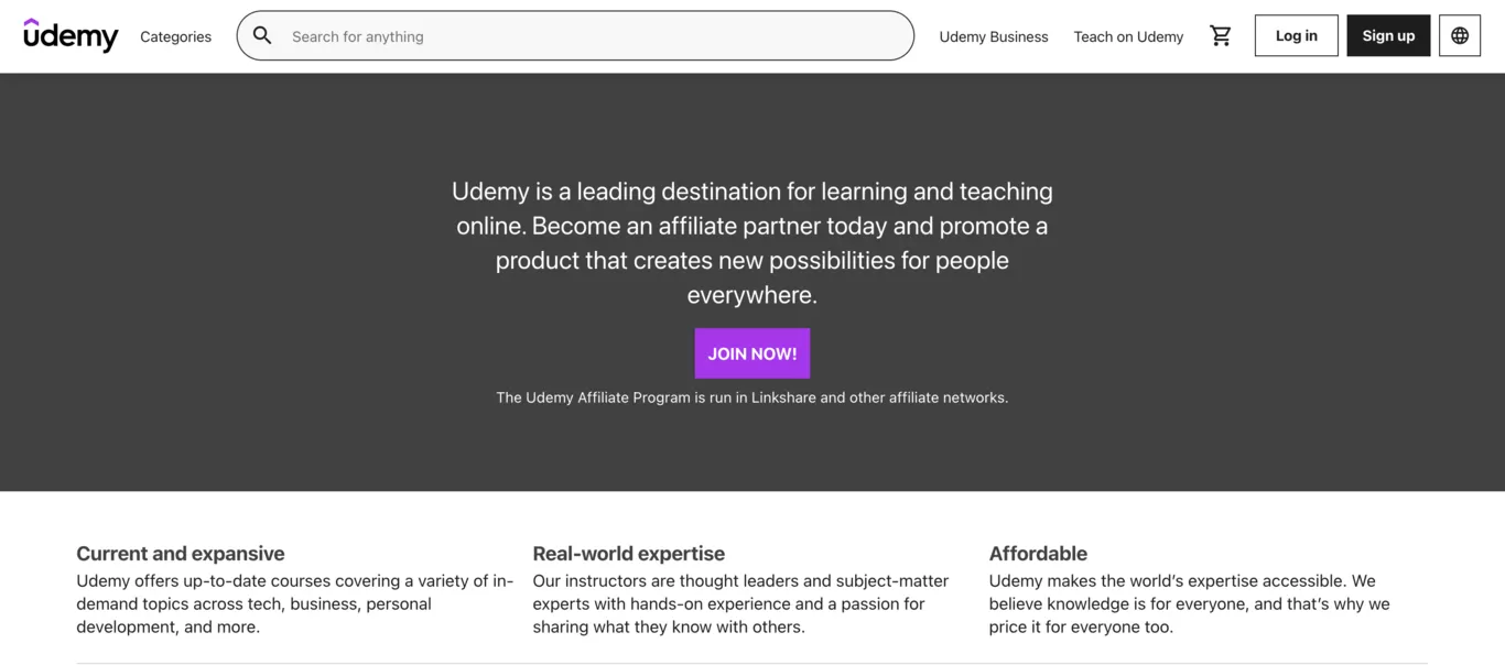 Melhores programas de afiliados Udemy