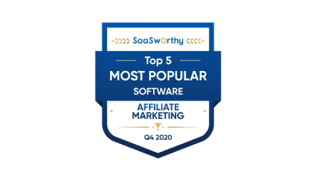 Prêmios Post Affiliate Pro: Top 5 most popular affiliate marketing software 2020 pela SaaSworthy