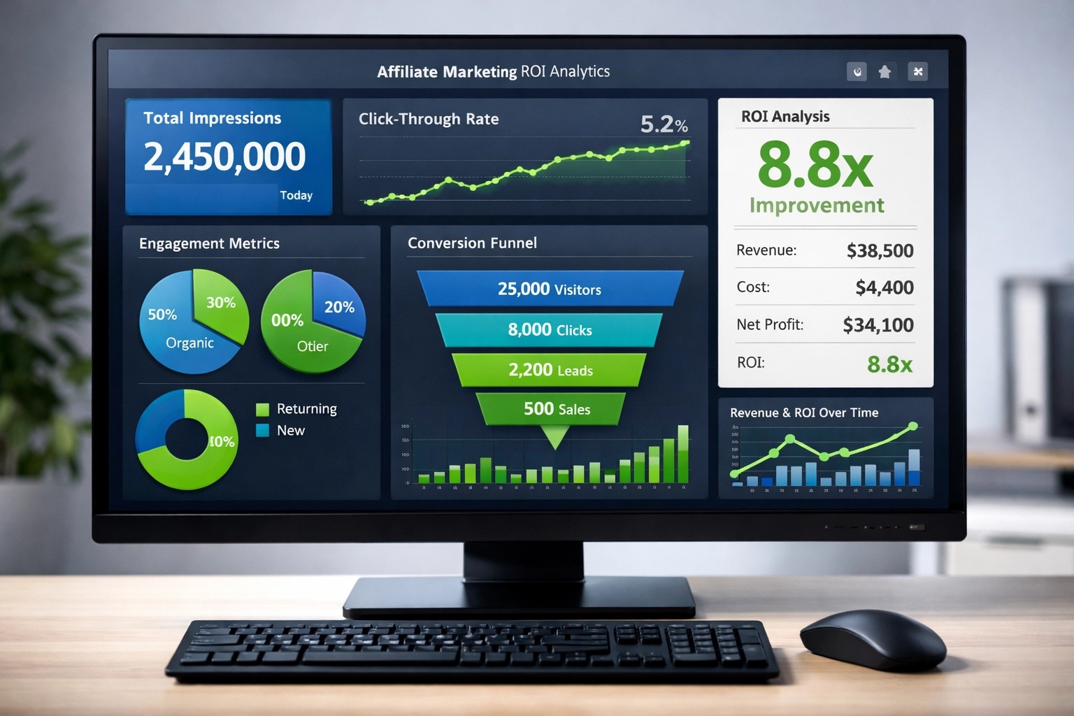 Painel de analytics para medir o ROI de anúncios nativos