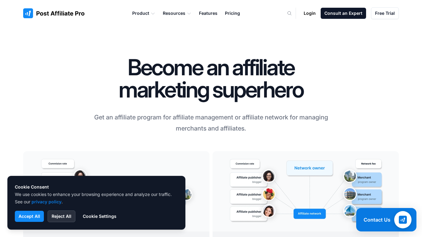Dashboard do PostAffiliatePro mostrando interface de configuração na página