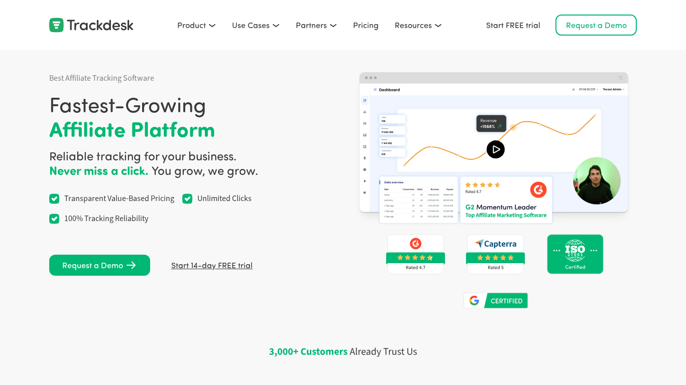 Software de rastreamento de afiliados Trackdesk