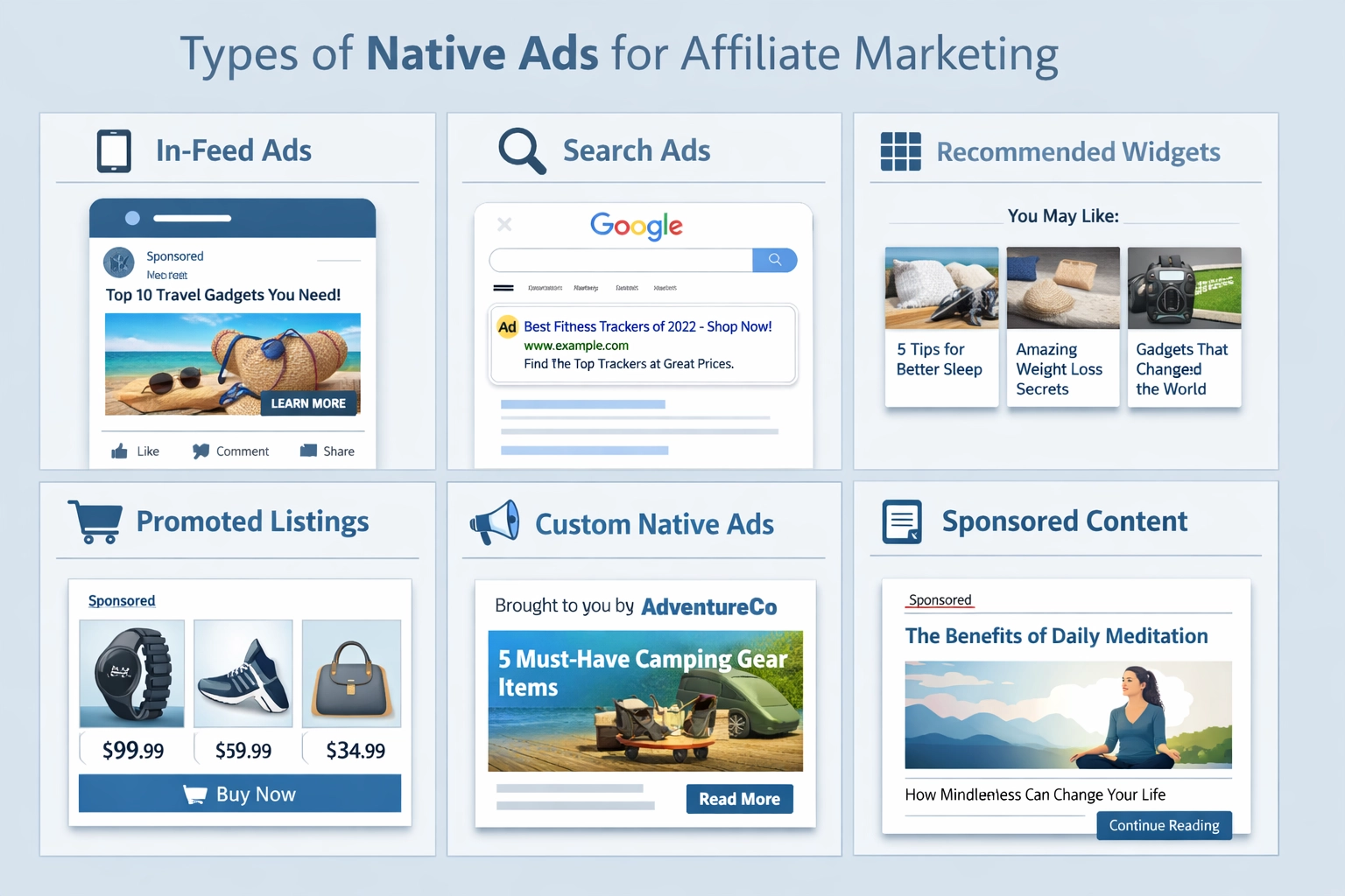 Seis tipos de anúncios nativos para marketing de afiliados