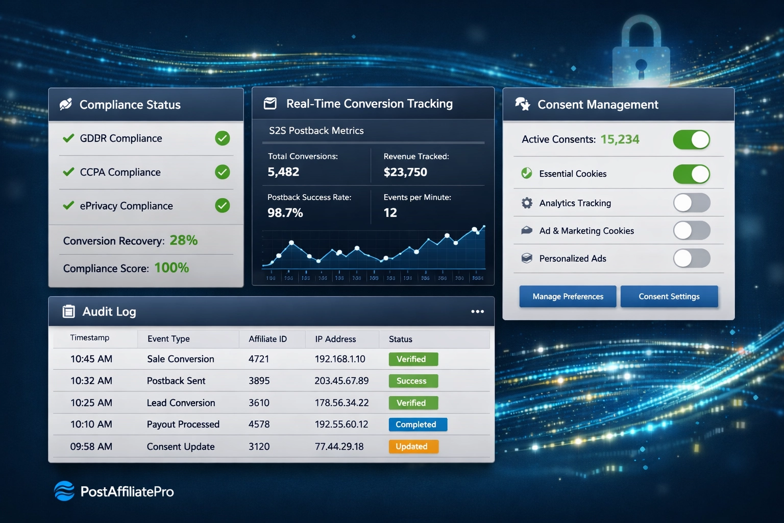 Conformidade de Software de Afiliados: GDPR & Recursos de Rastreamento Sem Cookies