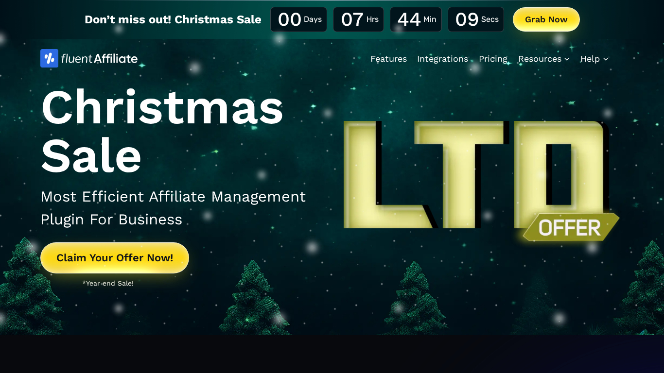 Interface do painel FluentAffiliate