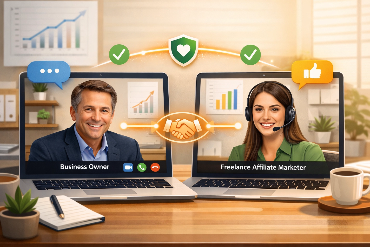 Comunicação direta entre proprietário de empresa e afiliado freelancer