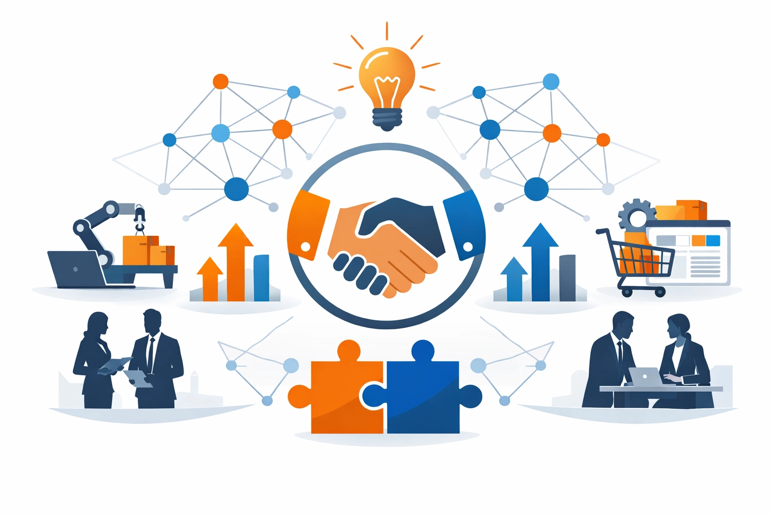 Colaboração estratégica de parceria de negócios