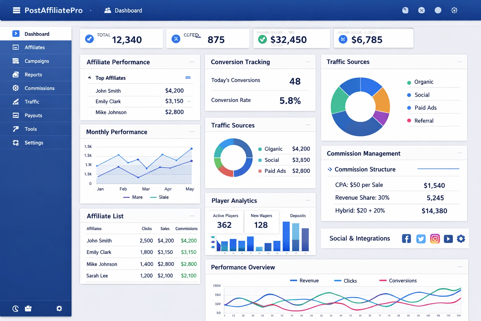 Plataforma de gestão de afiliados PostAffiliatePro