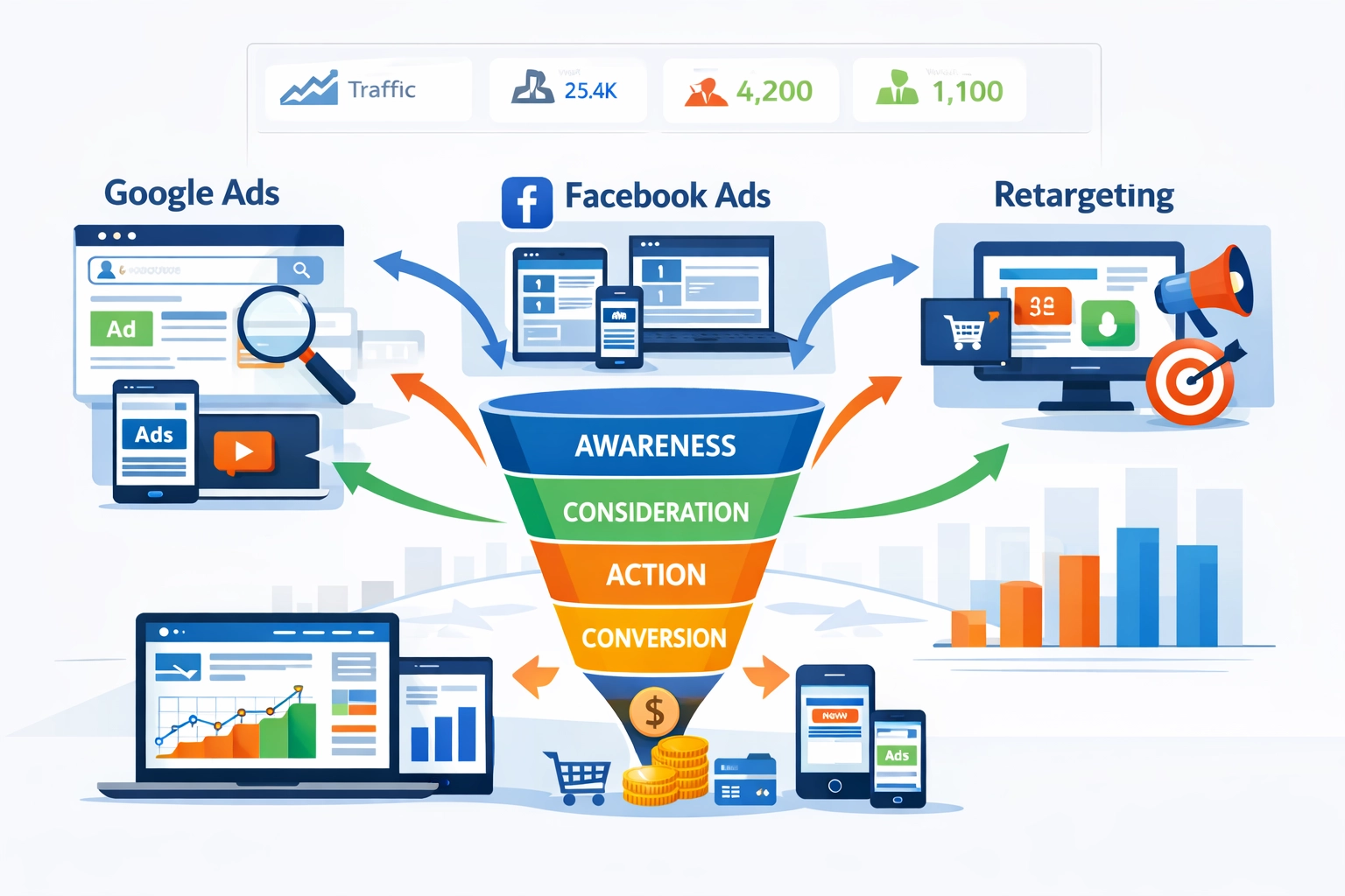 Estratégia de marketing digital com múltiplos canais