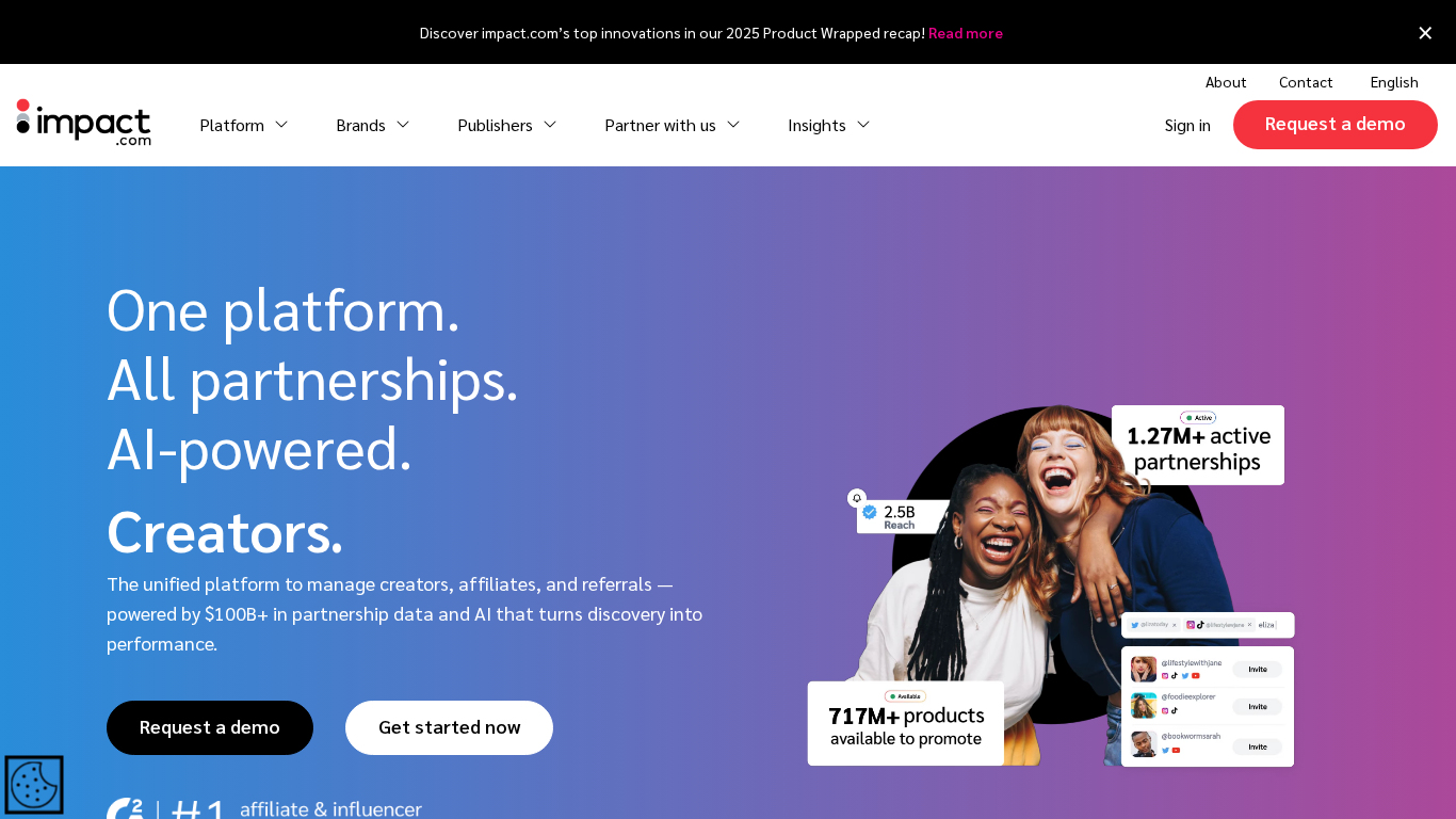 Captura de tela do dashboard da Impact.com