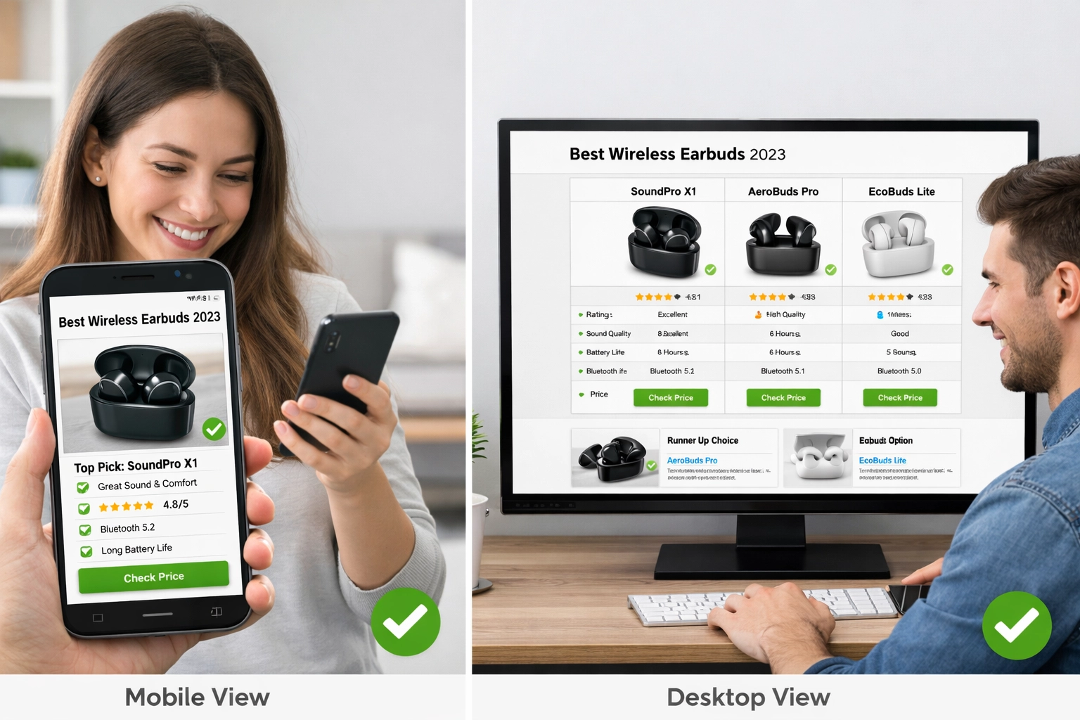 Comparação da experiência do usuário mobile vs desktop em sites de afiliados