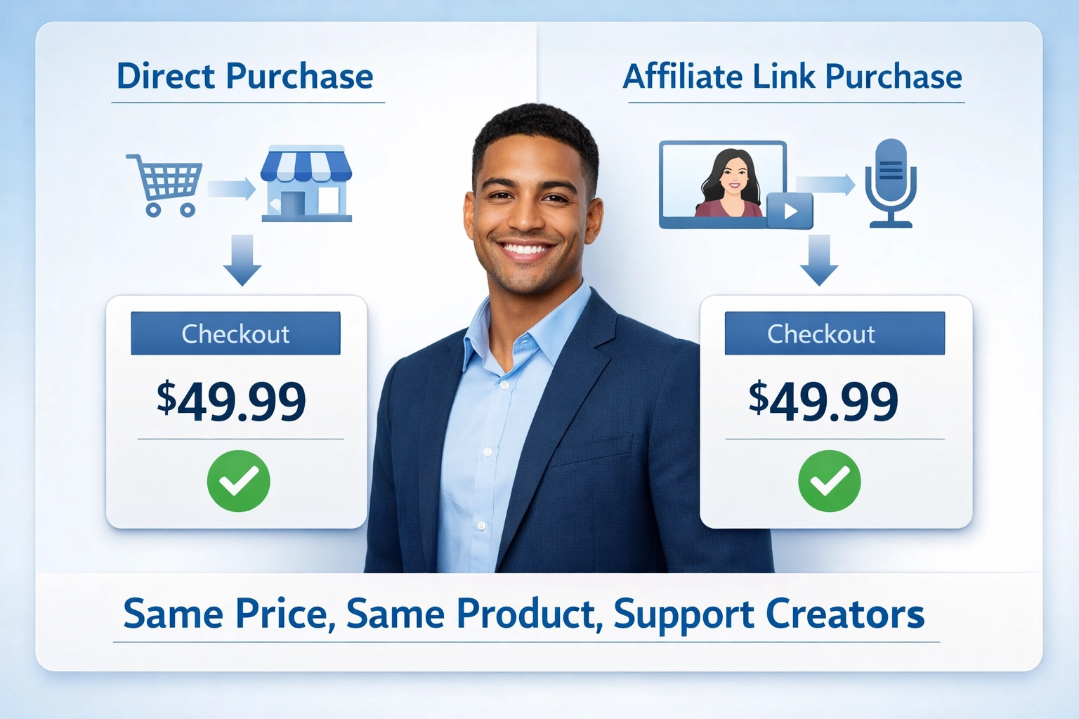 Comparação de preços ao consumidor mostrando valores idênticos para compras diretas e por afiliados