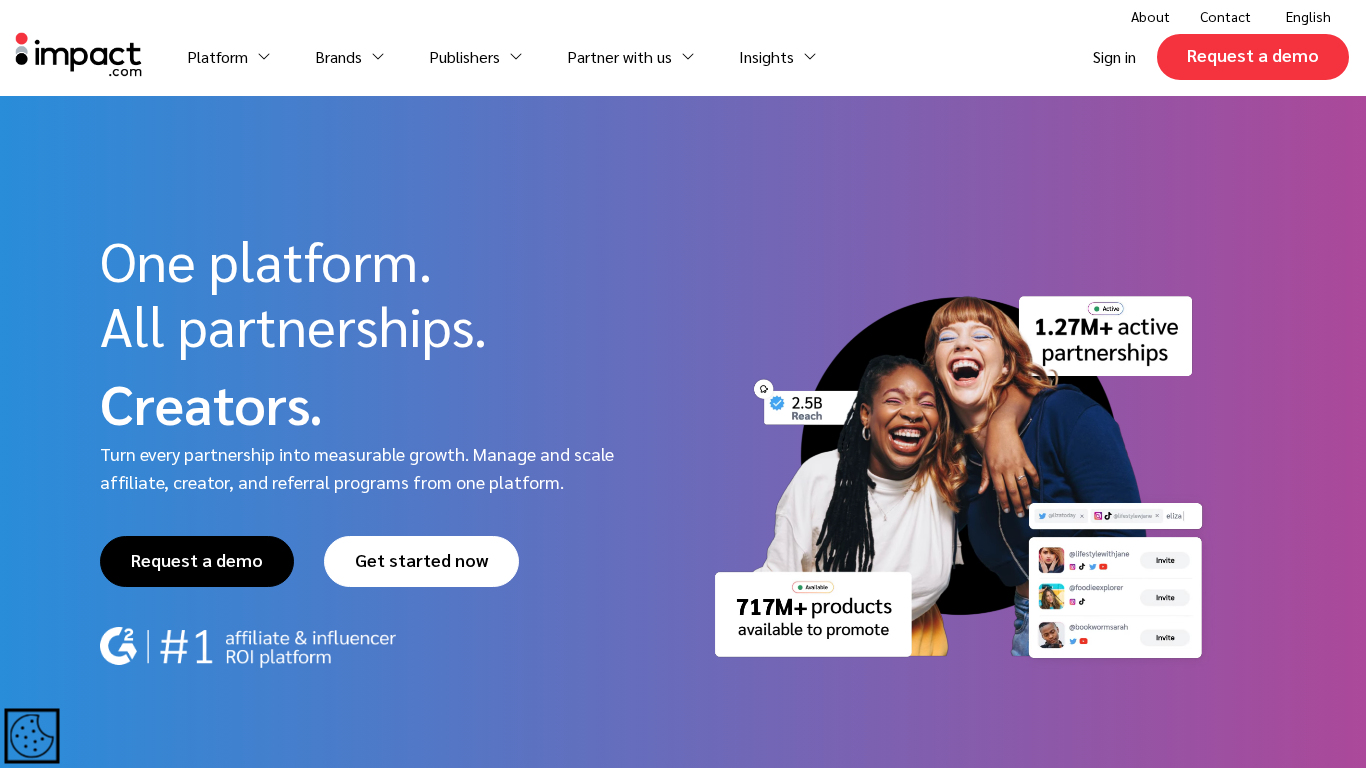 Interface da plataforma de gestão do Impact