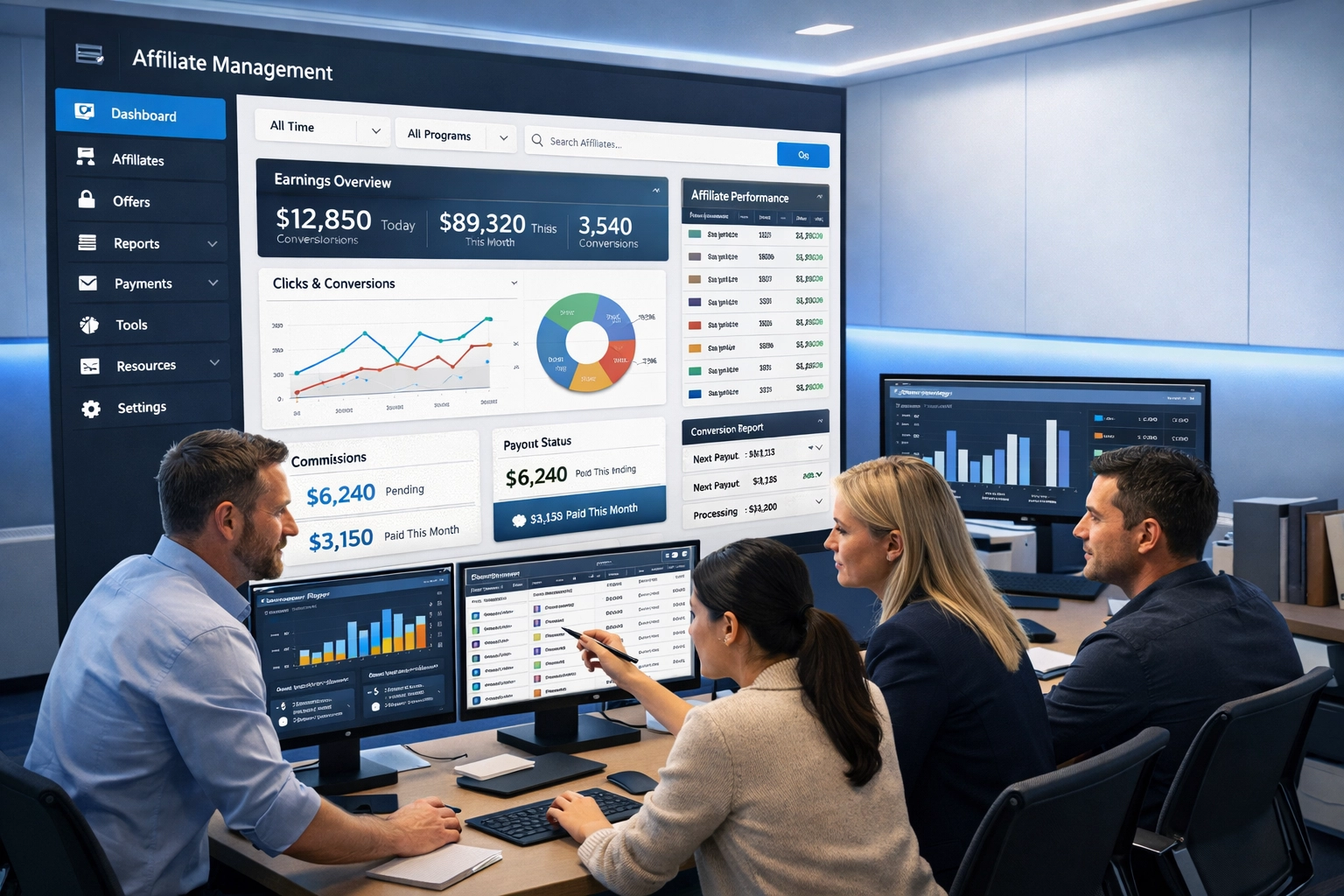 Modern affiliate management dashboard with streamlined navigation and real-time analytics