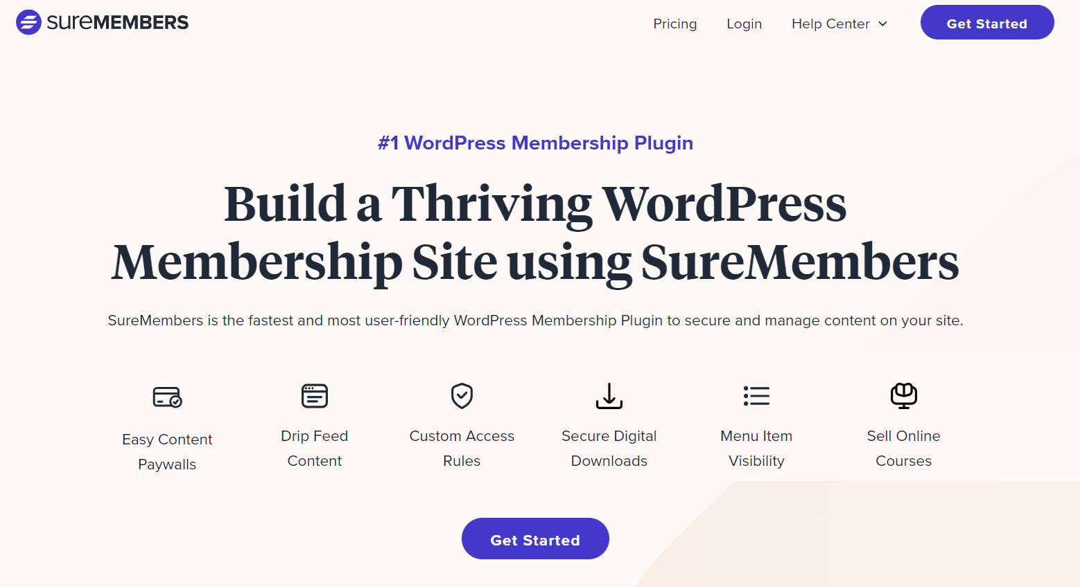 Página inicial do SureMembers