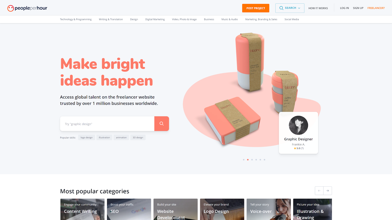 Página inicial do Peopleperhour.com