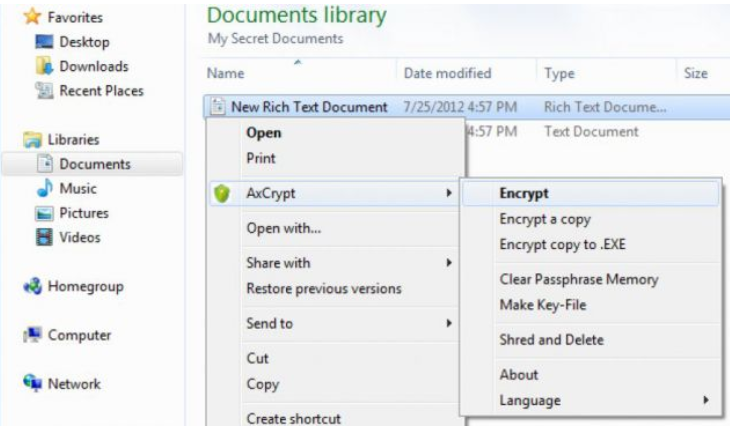 AxCrypt no computador