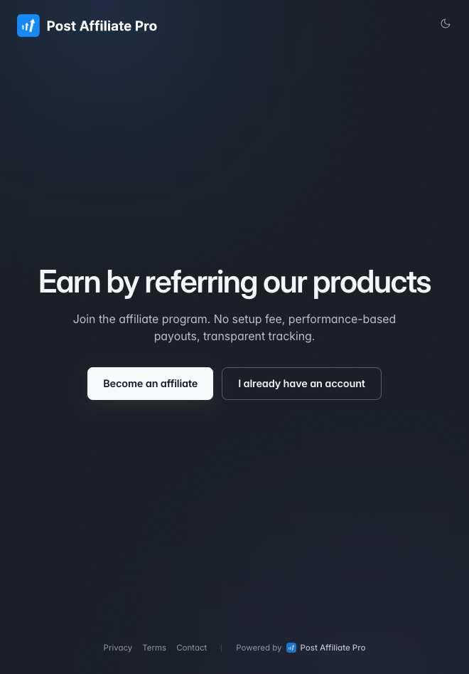 Tema de cadastro Trace do Post Affiliate Pro