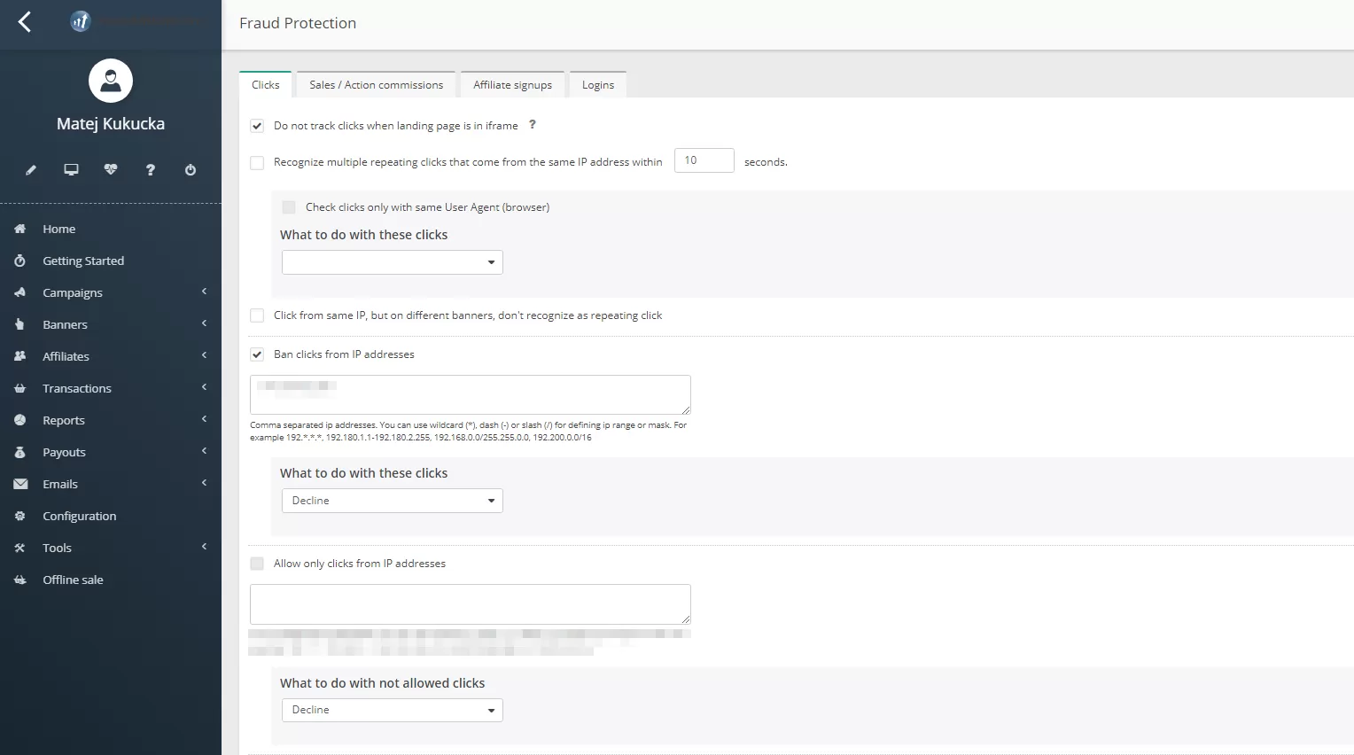Configuração de proteção contra fraudes do Post Affiliate Pro
