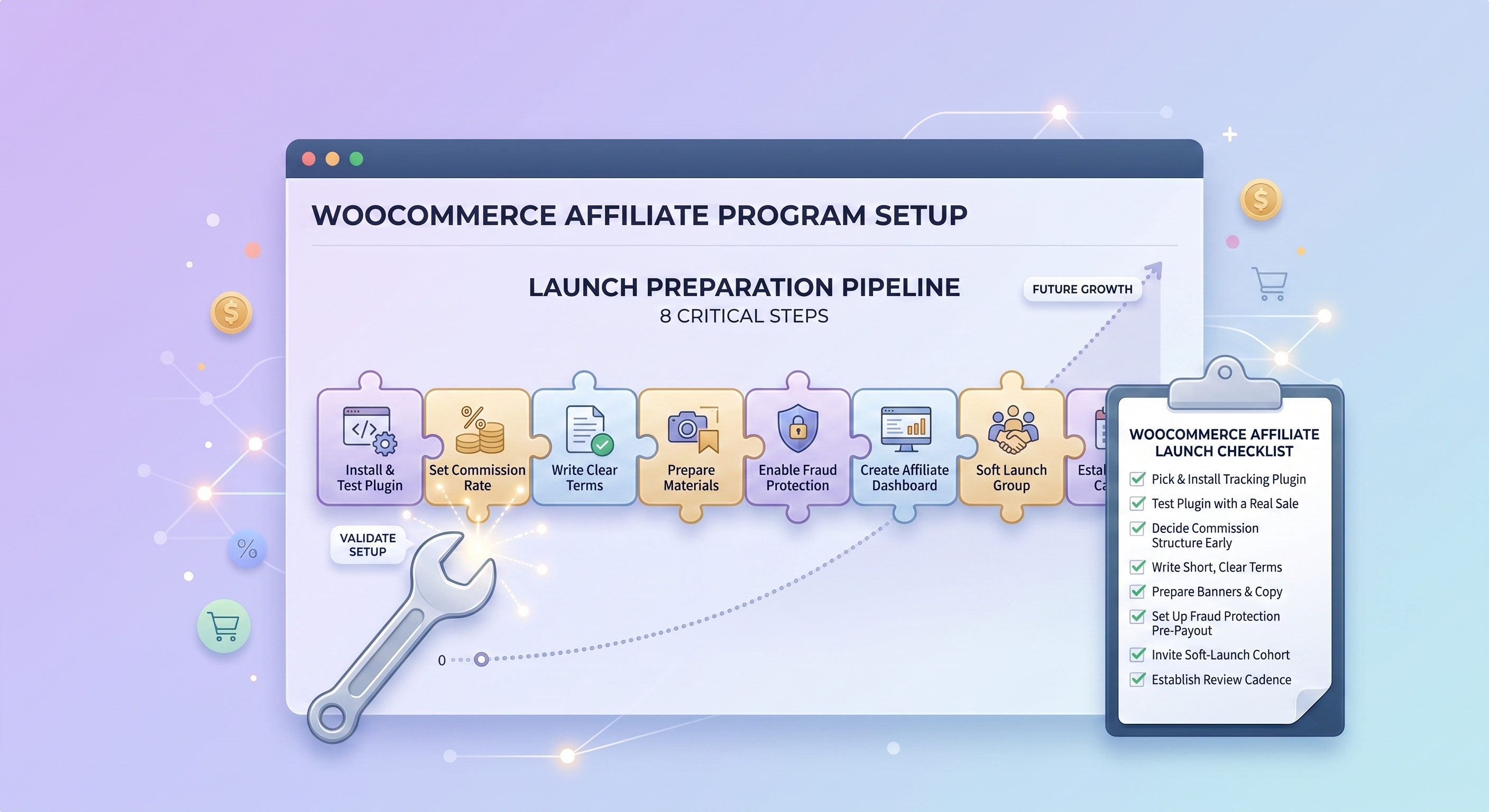 Checklist de lançamento de programa de afiliados WooCommerce