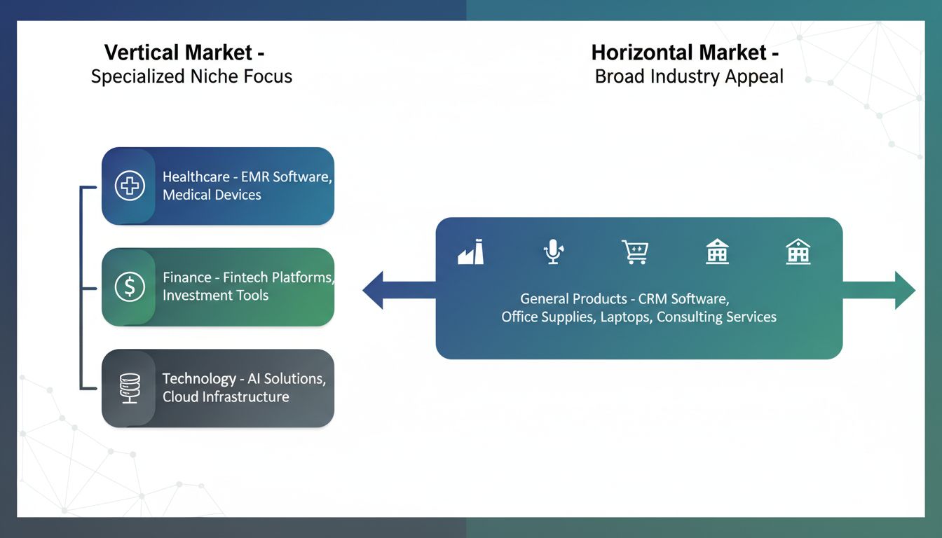 Diagrama de Comparação de Mercado Vertical vs Horizontal