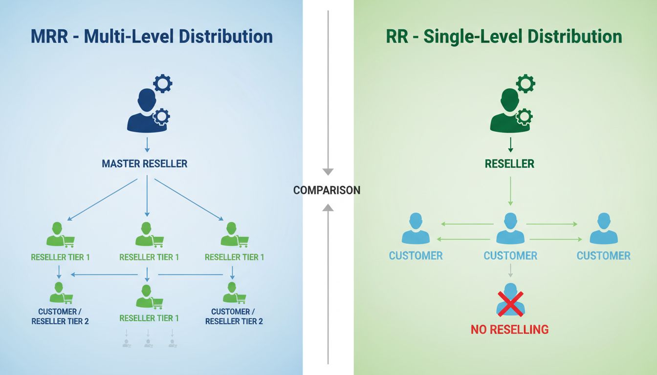 Diagrama de Comparação de Direitos de Distribuição MRR vs RR