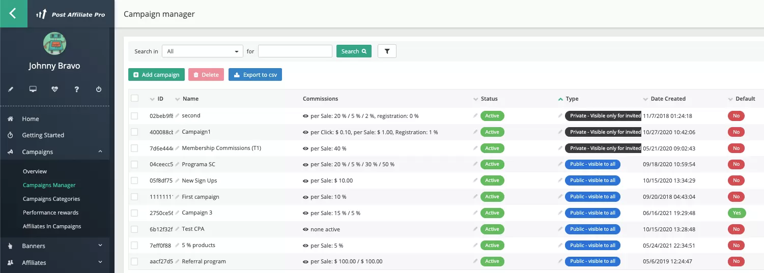 Post Affiliate Pro - Gerenciador de campanhas