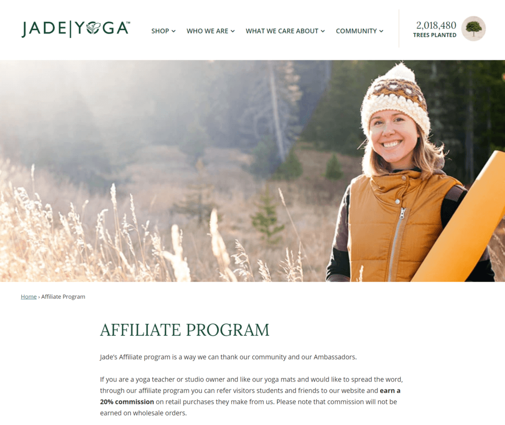 Jade affiliate screenshot