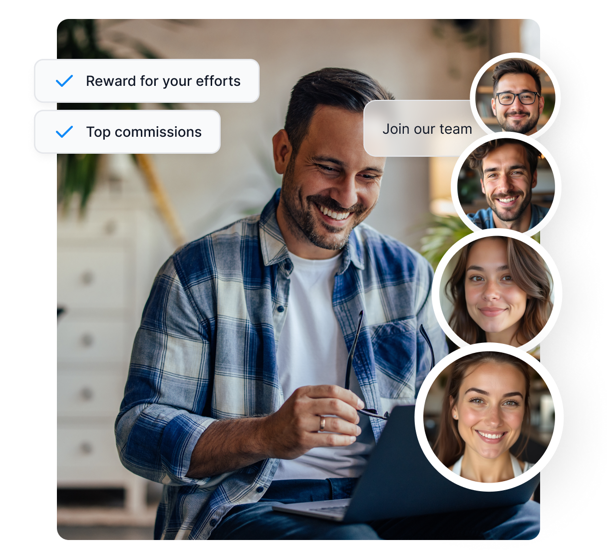 Um infográfico mostrando as áreas em que o Post Affiliate Pro pode ajudar você, como identificar o público, criar estruturas de comissão e mais.