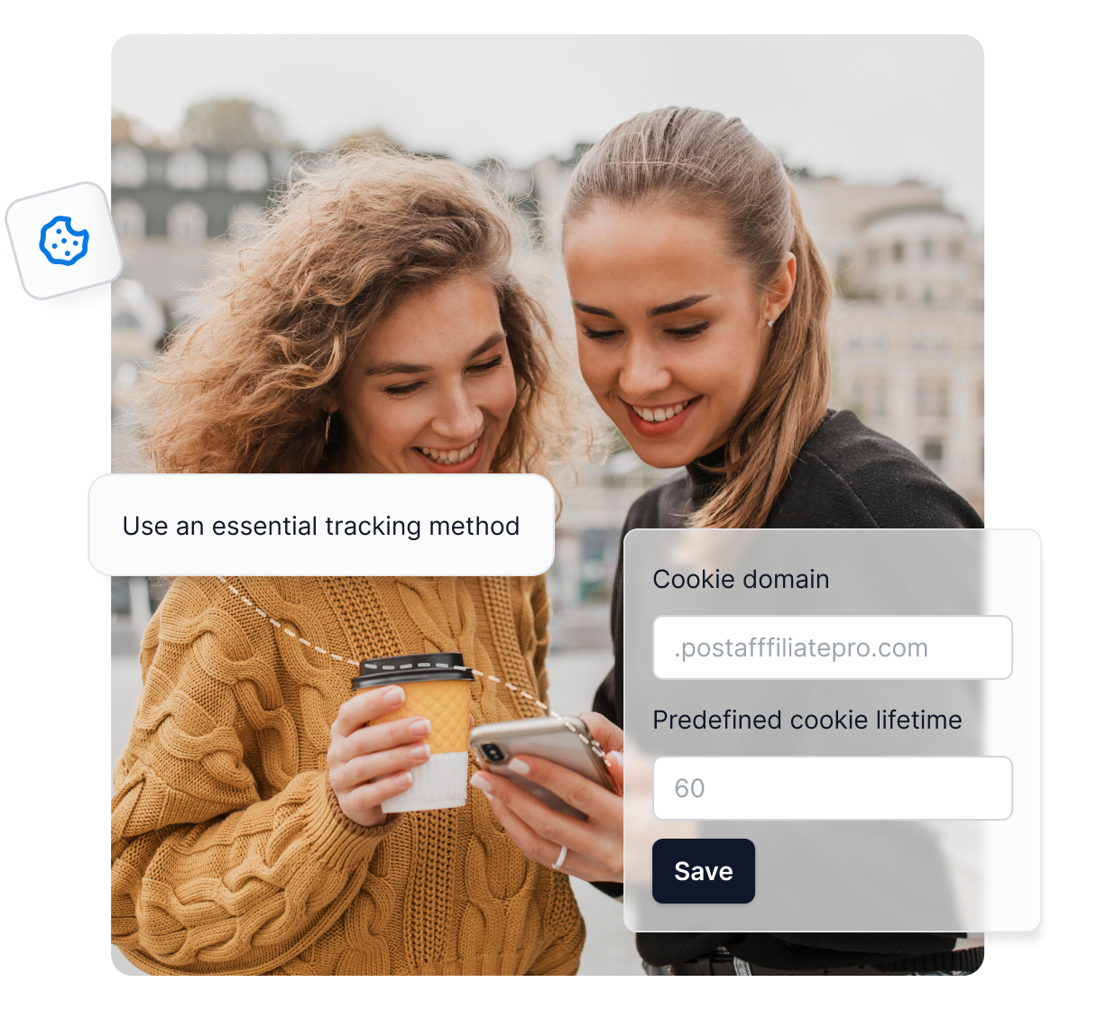 Um infográfico mostrando as áreas em que o Post Affiliate Pro pode ajudar, como identificar o público, criar estruturas de comissão e muito mais.