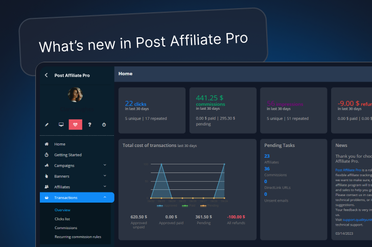 Veja todas as últimas atualizações de produto do Post Affiliate Pro.