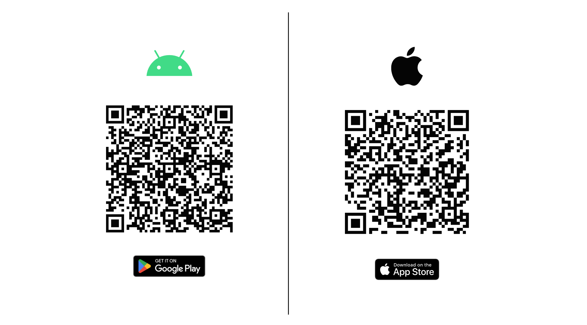 Códigos QR do aplicativo móvel Post Affiliate Pro. Escaneie o código QR e baixe o app do Google Play ou App Store.