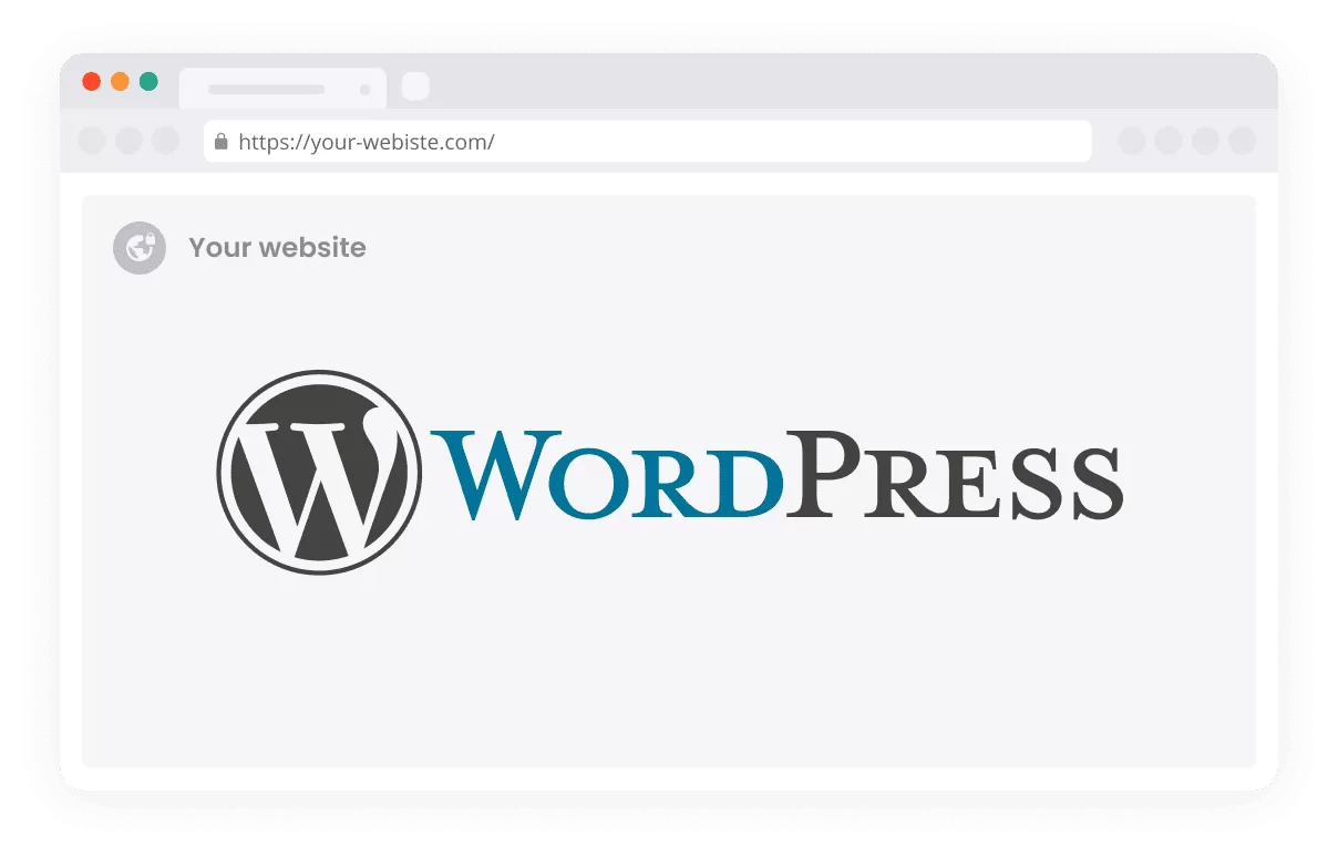 Uma simulação de site WordPress.