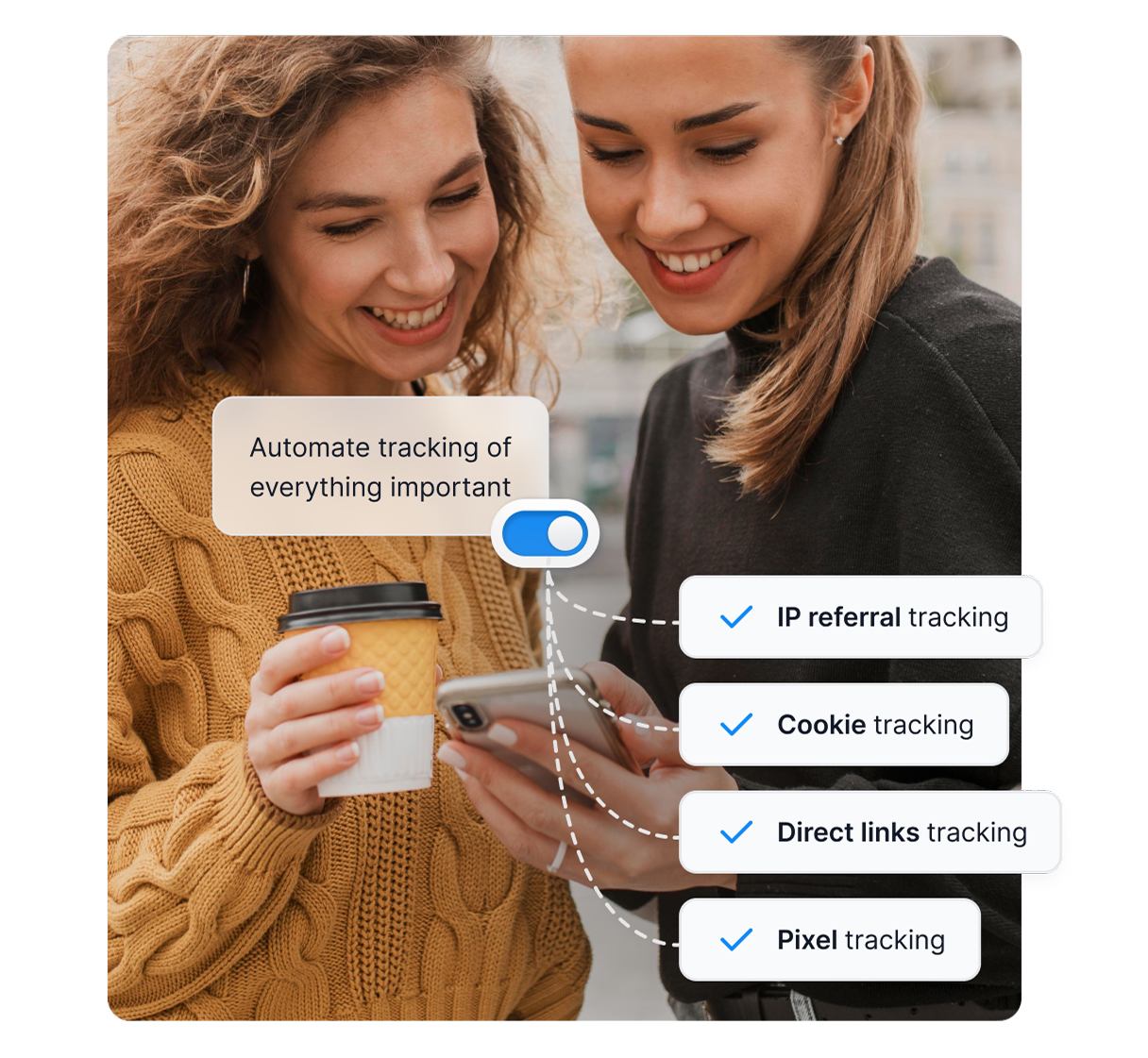 Um infográfico mostrando as áreas em que o Post Affiliate Pro pode ajudar você, como identificar o público, criar estruturas de comissão e mais.
